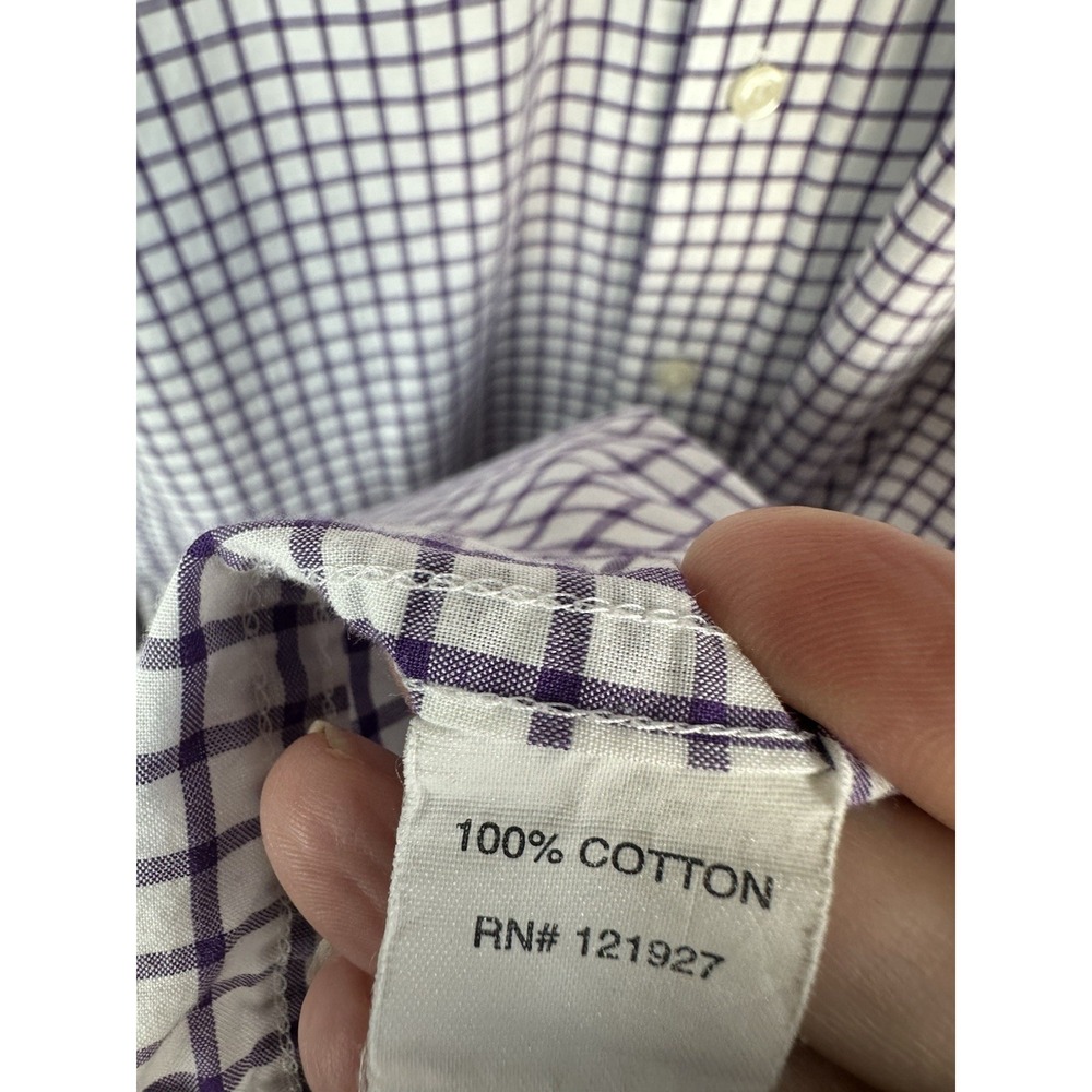 johnnie-O TCU Horned Frogs Embroidered Check Button-Down Shirt Purple/White L - Picture 7 of 12